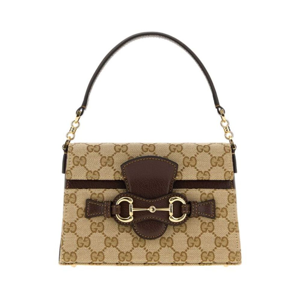 Gucci Women Gg Fabric Small Horsebit Duomo Handbag